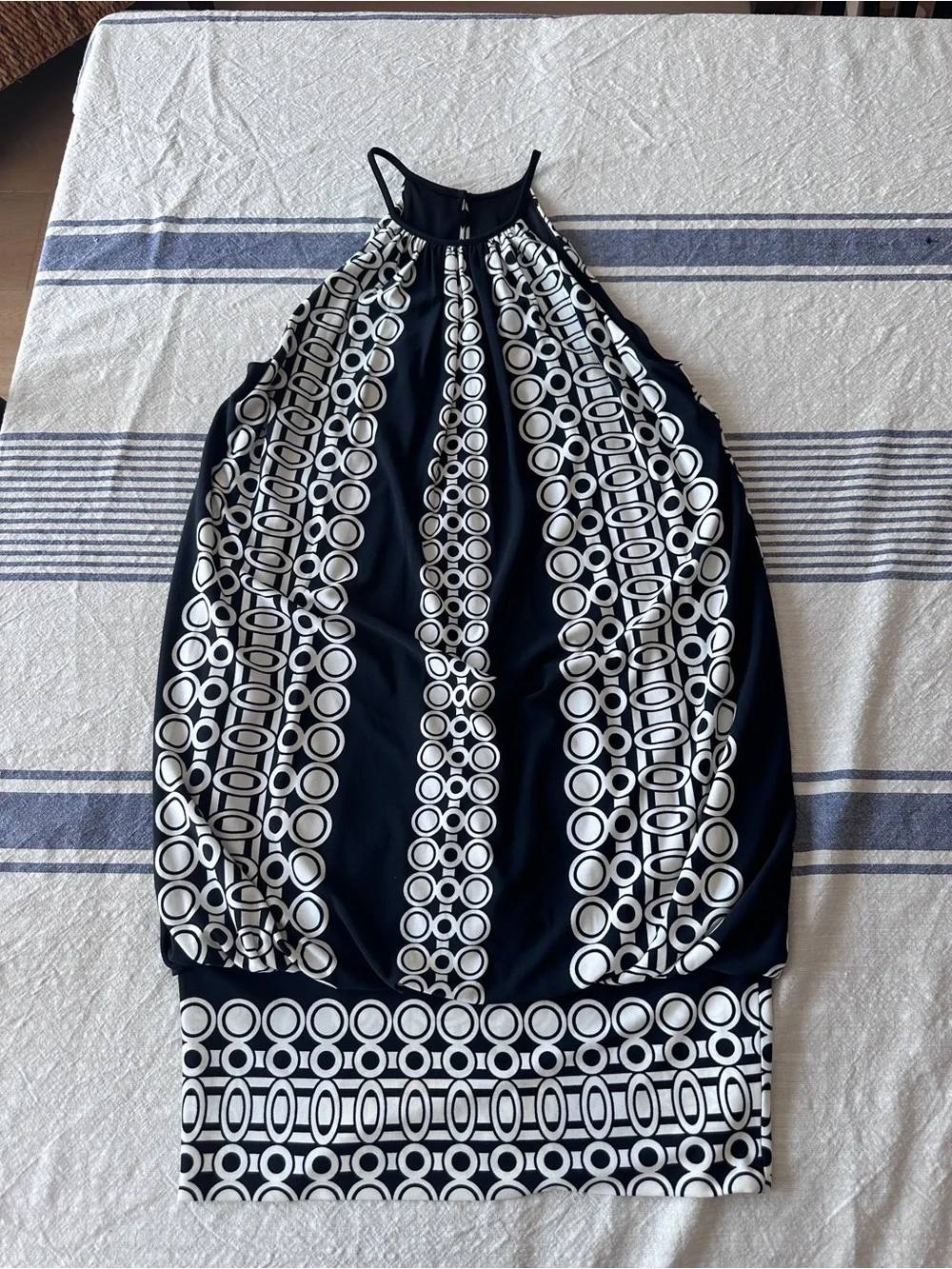 Maggy London Black and White Halter Mini Dress